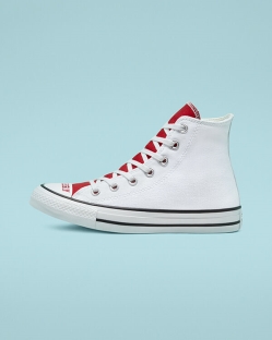 Converse Love Fearlessly Chuck Taylor All Star Női Magasszárú Fehér/Fekete/Piros | HFBUKYZ-HU